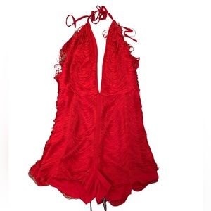 New PLT shiny halter tie romper